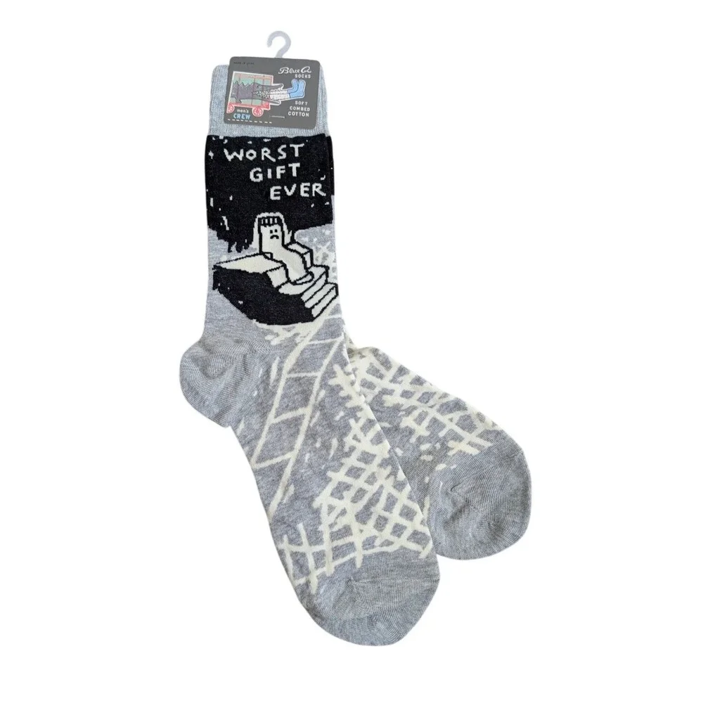 Blue Q Worst Gift Ever Mens Crew‎ Socks Grey Novelty Funny SW805 Size 7-12